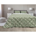 thumbnail image 1 of Flower Comforter & Sham Bedding Set, Calla Flowers with Fresh Green Leaves Ornamental Arrangement Summer Foliage, 3 pcs Duvet Set Microfiber Filling Quilt, 5 Sizes, Cream Reseda Green, by Ambesonne, 1 of 4