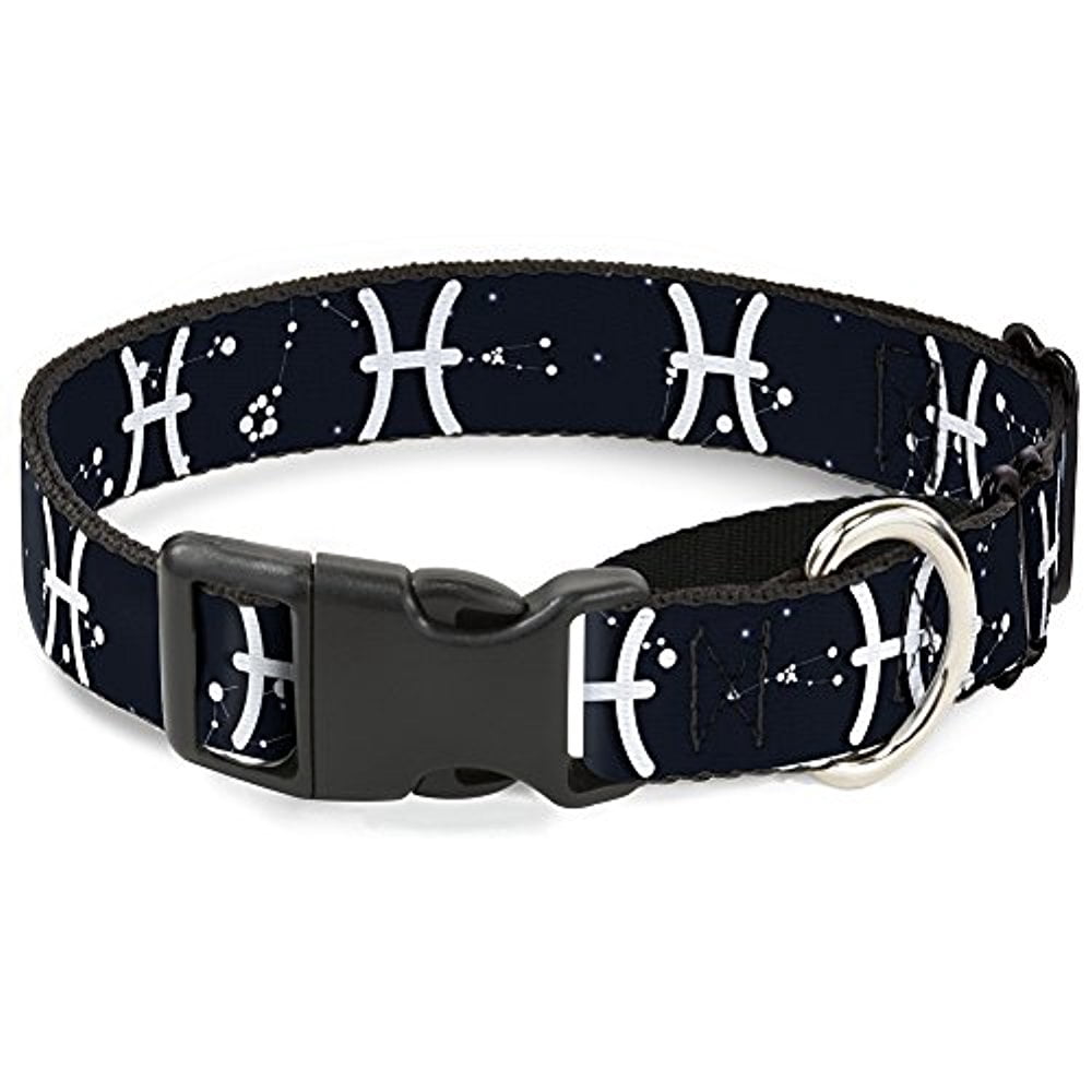 Buckle-Down MGC-W32677-L Zodiac Pisces Symbol Constellations Black White Martingale Dog Collar