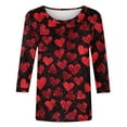 thumbnail image 5 of mihongmao Valentine Shirts for Women Plus Size Round Neck Ladies' Casual Day Printed Round Neck Three Quarter 3/4 Sleeve T-shirt Loose Top Quarter Round Neck Top/shirt Multicolor XL, 5 of 6