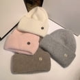 thumbnail image 2 of Beanie Hat Solid Color Wide Brim Autumn Winter Thick Korean Style Cap for Outdoor, 2 of 10
