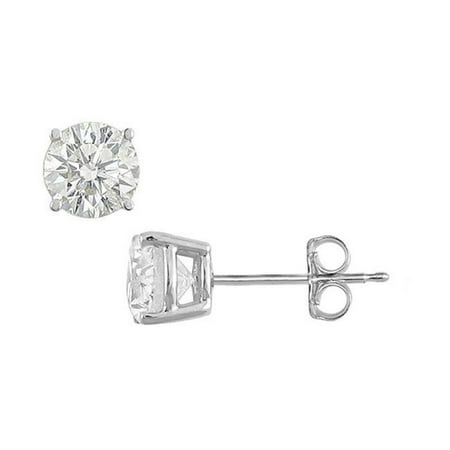 Fine Jewelry Vault UBERAG4RD2500CZ Sterling Silver Stud Earrings with Cubic Zirconia Quality of 25 Carat Totaling Gem