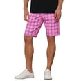 thumbnail image 5 of INSPIRE CHIC Plaid Shorts for Men's Flat Front Color Block Checked Shorts with Pockets 34 Pink, 5 of 6