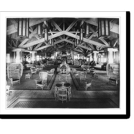 Historic Print, Yellowstone National Park: Grand Canyon Hotel lounge toward office, 16" x 20"