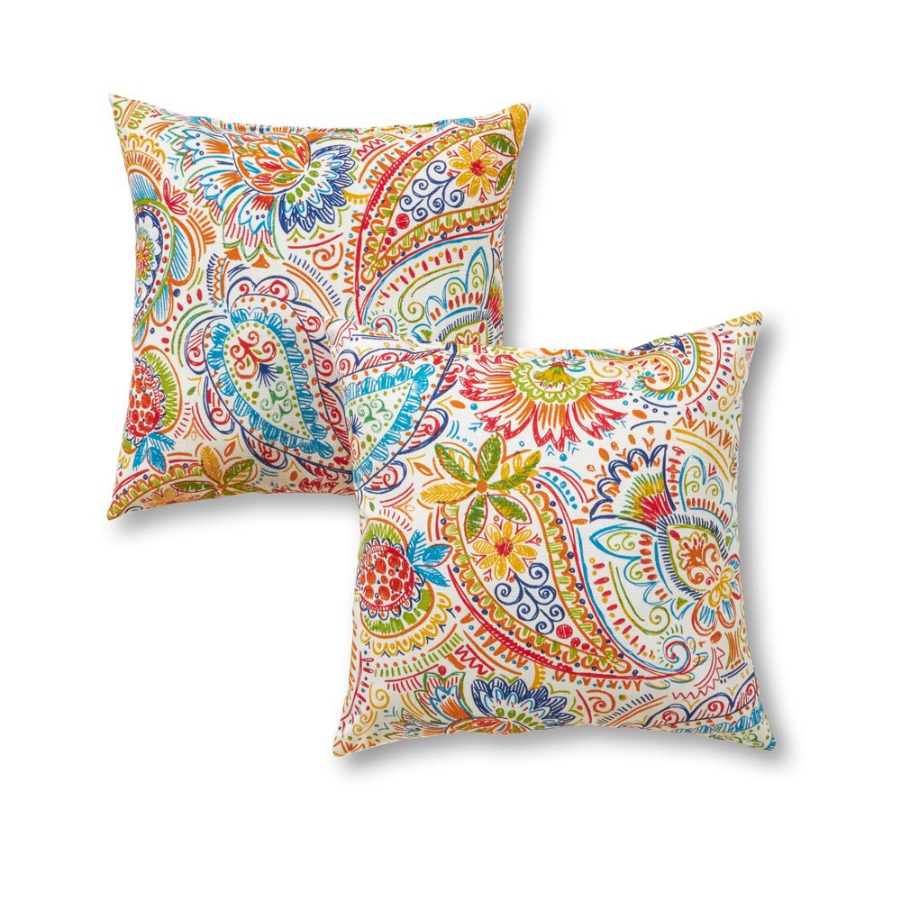 Painted Paisley 17 x 17 in. Outdoor Accent Pillow, Set of 2 Walmart