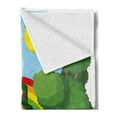 thumbnail image 2 of Leprechaun Soft Flannel Fleece Throw Blanket, Simplistic Carton of Irish in Forest with Sun and Rainbow Image, Cozy Plush for Indoor and Outdoor Use, 50" x 60", Multicolor, by Ambesonne, 2 of 5