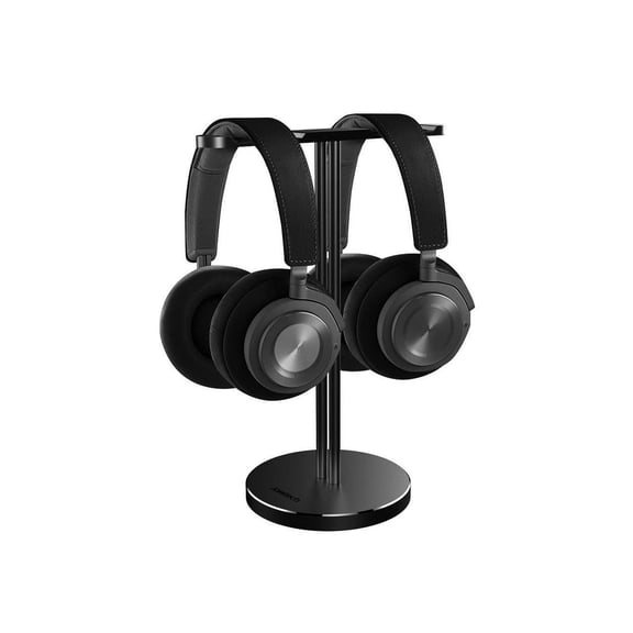 Dual Aluminum Headphones Stand Holder, Showcase Multi Headphones with Solid Heavy Base, Compatible with Gaming Headsets and Wireless Headphone Black