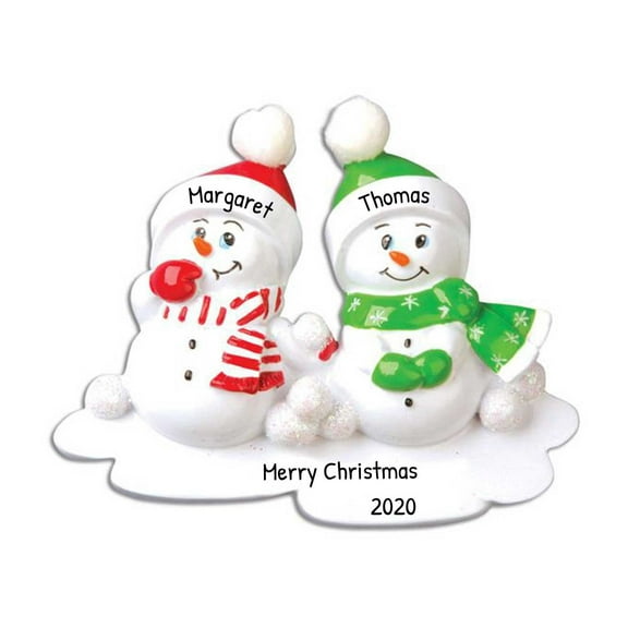 Ornaments by Elves Personalized Snowmen Couple Christmas Ornaments 2024 for Christmas Decors .25lbs