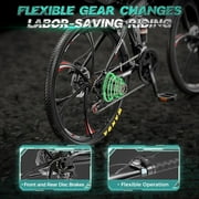 Marknig 26 Inch Folding Mountain Bike, 21 Speed Full Suspension High-Carbon Steel MTB Foldable Bicycle, Dual Disc Brake Non-Slip Folding Bikes for Adults, Black