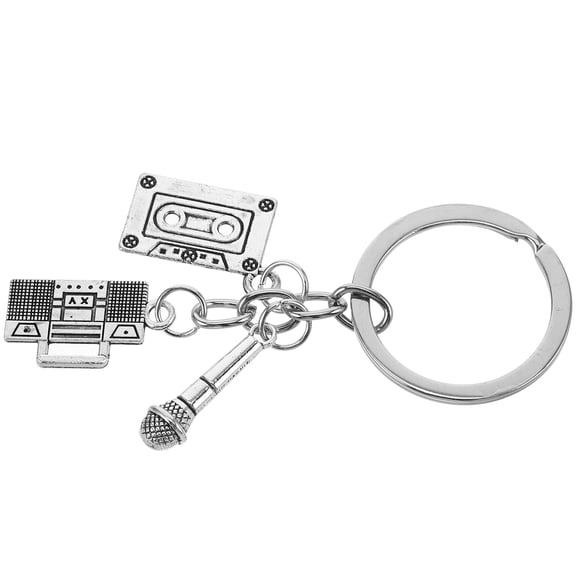 Masteelf Music Lover Keychain with Mini Microphone Pendant Decorative Keychain for Backpack Exquisite Bag Pendant Music Microphone Charm Keychain