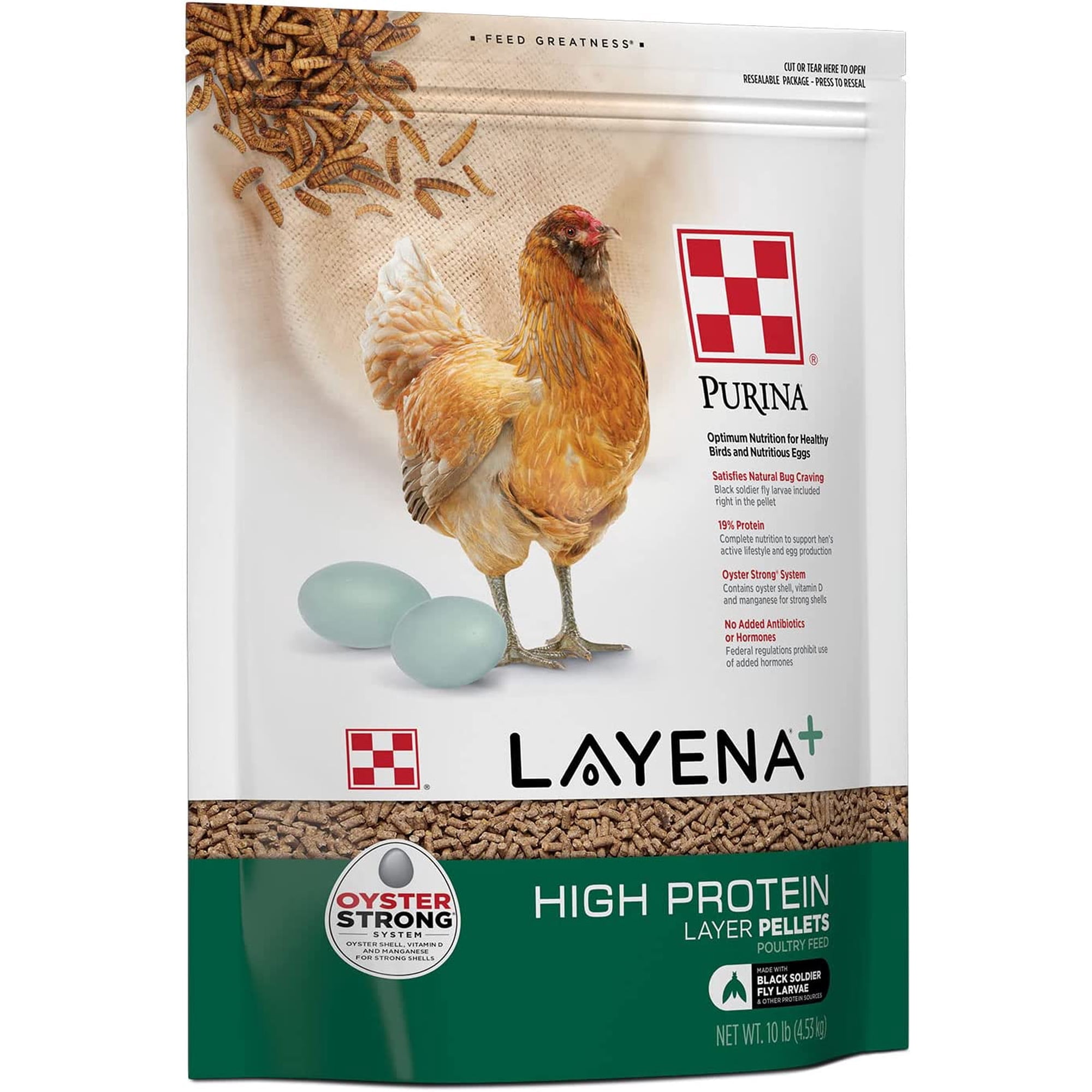 Purina 3007296-245 Layena+ 10 lb. Bag High Protein Layer Chicken Pelleted Feed