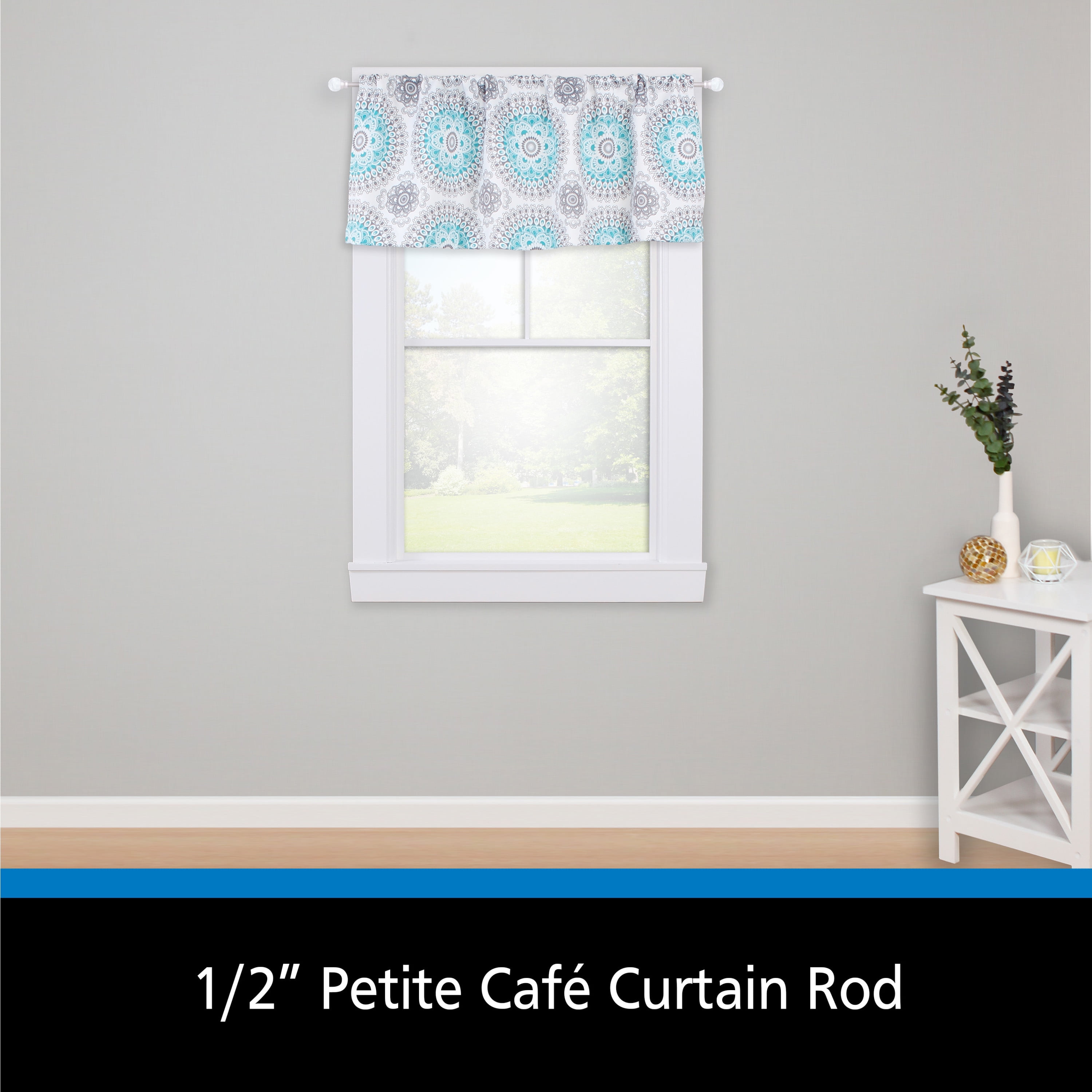 (2 pack) Mainstays 28-48 in. Crackle Petite Café Adjustable Curtain Rod, 1/2 in. Diameter, Brushed Nickel