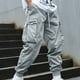 thumbnail image 1 of Pantalones largos para hombre, informales, lisos, con bolsillo, cintura elástica, para exteriores, con cordón ajustable, para trabajo, 1 of 5