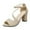Beige, variant on Qiaocaity Women's High Heels Sandals Buckle Strap Chunky Heel Sandals Beaded Fish Mouth Sandals Beige Size 4.5