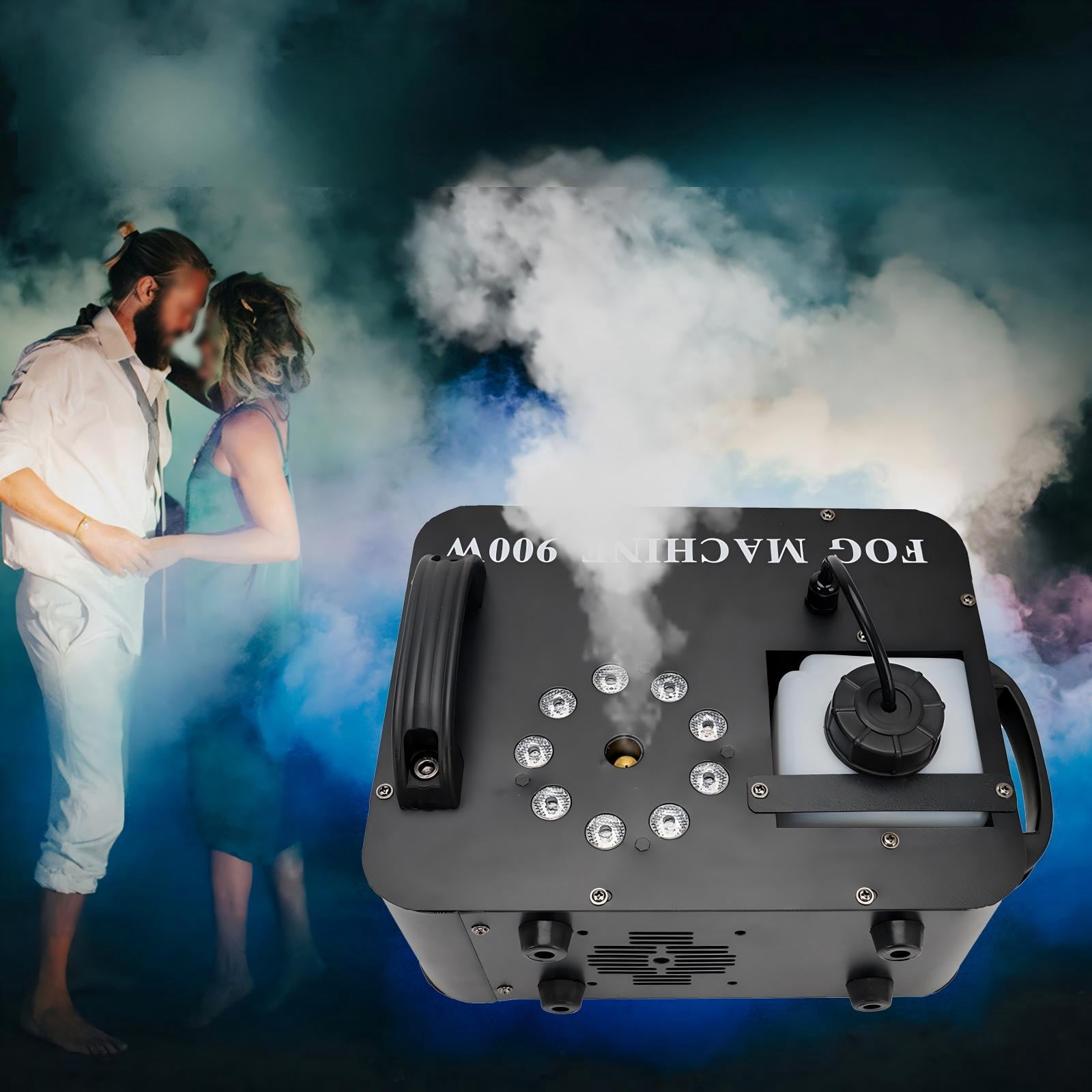 VIPQV Fog Machine, 900W Smoke Machine with Remote Control & RGB Light for Wedding Party Show