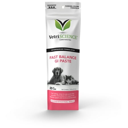 VetriScience Fast Balance GI Paste Probiotic for Dogs and Cats Fast Acting Probiotic Gut Balancer with Vitamin B, Immediate GI Tract Support for Nervous Gut and Sensitive Stomachs