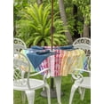thumbnail image 2 of Outdoor Tablecloth with Umbrella Hole and Zipper, Dandelion Round Table Cloth 54 Inch Waterproof Tablecloth, Rainbow Stripes Modern Minimalist Flowers Picnic Table Cover for Patio Camping, 2 of 7