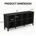 thumbnail image 2 of 8-Cube Bookcase, Farmhouse Wooden Bookshelf Low Storage Organizer, 59" Horizontal White Console with Legs, Hallway Book Case for Entryway, Display Cabinet for Living Room (Black, 8-Cube), 2 of 18