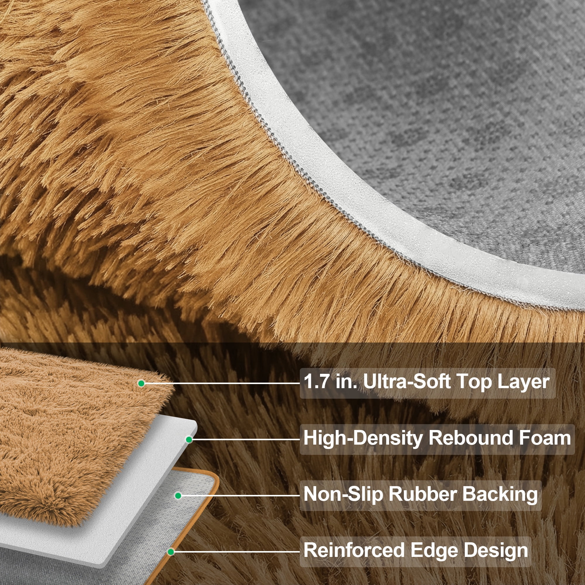 Lalado 9ft x 12ft Area Rug, Soft Fluffy Indoor Shag Area Rugs for Living Room Bedroom Decor Carpet, Camel/Brown