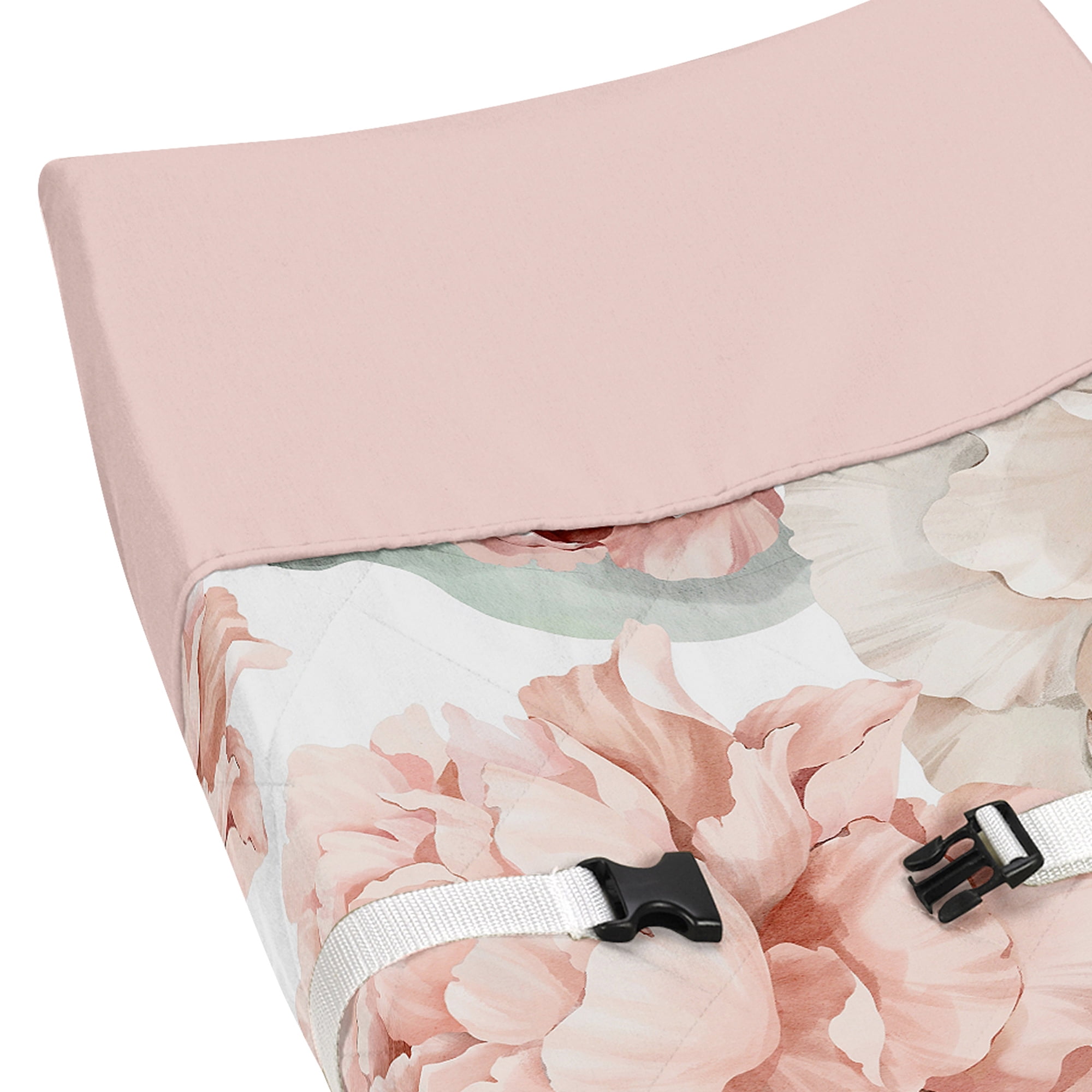 Sweet Jojo Designs Peony Floral Garden Pink and Ivory Changing Pad Cover