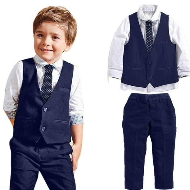 Dyfzdhu Pants+Tie Shirts++Long 1Set Suits Wedding Gentleman Baby 2 ...