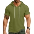 thumbnail image 2 of Pullover de Manga Corta para Hombres Casual Sólido de Moda con Capucha de Bolsillo Deportivo Camiseta Superior, 2 of 7