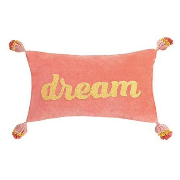 Peking Handicraft 24JES716C20OB 12 x 20 in. Dream Tassels Embroidered Pillow, Pink