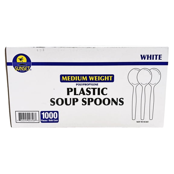 Sunset Plastic Medium Weight Soup Spoons 1000 Count