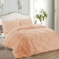 thumbnail image 2 of 3 Piece Pinch Pleated Duvet Cover Set 100% Cotton 1000 TC with Zipper Closure & Corner Ties Pintuck Bedding Duvet Cover - King/California King Size (94" x 104") Inch, Blush Solid, 2 of 7