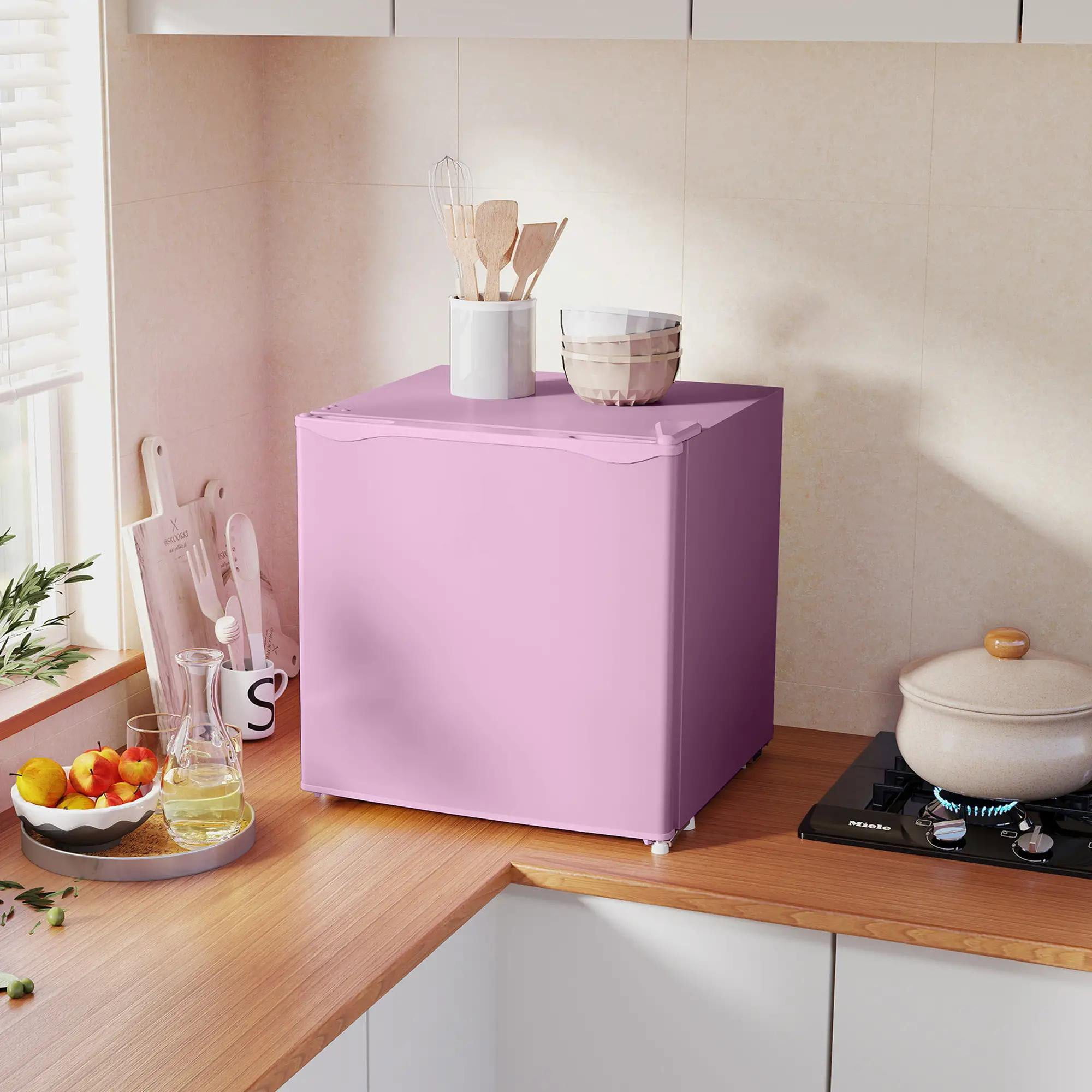 Resenkos 1.1 Cu.Ft Countertop Mini Freezer, Compact Upright Freezer with Removable Shelves, Pink