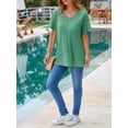 thumbnail image 5 of Womens Oversized Tshirts Knit V Neck Short Sleeve Tunic Tops Summer Casual Loose Fit Tee Shirts, 5 of 7