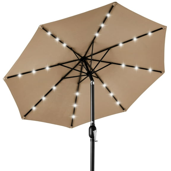 Best Choice Products 10ft Solar LED Lighted Patio Umbrella w/ Tilt Adjustment, Fade-Resistant Fabric - Lime Yellow