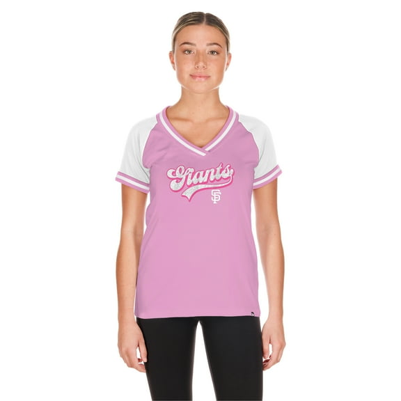 Women's New Era Light Pink San Francisco Giants Gameday V-Neck T-Shirt