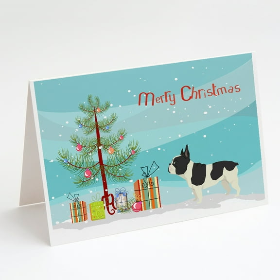 French Bulldog Christmas Tree Greeting Cards and Envelopes Pack of 8