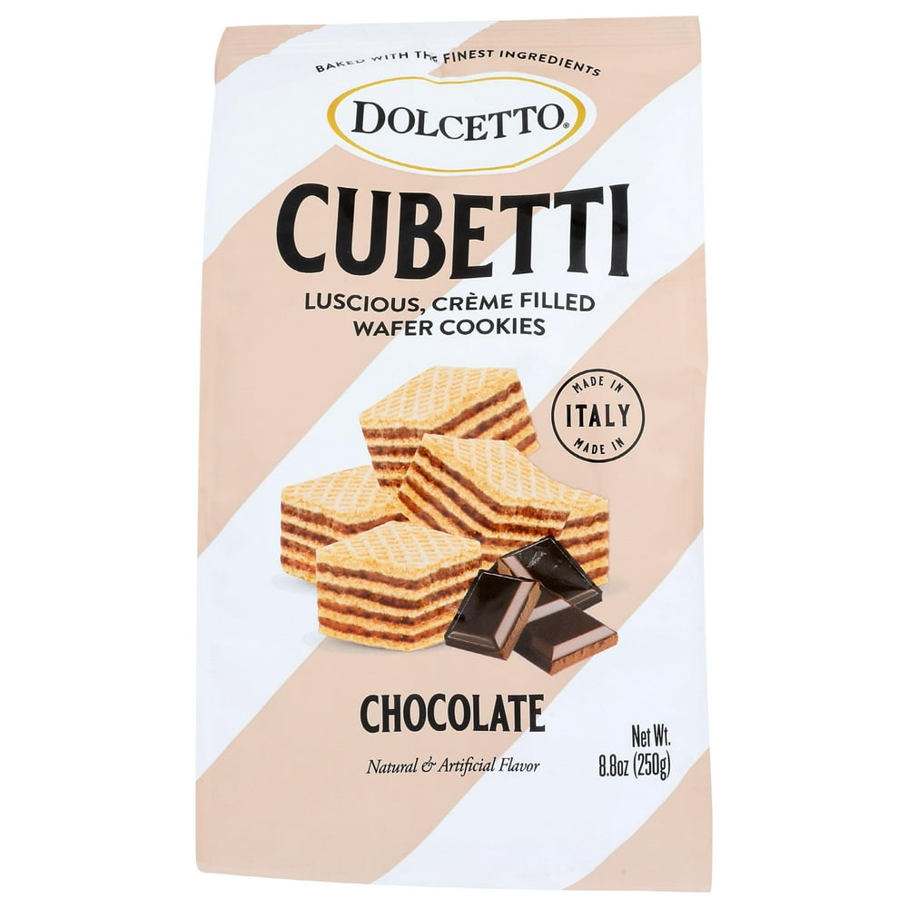 Dolcetto Cubetti Crème Filled Wafer Cookies Chocolate 8.8oz Pk 10