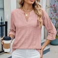 thumbnail image 2 of ATOYSOY Women's Tops Dressy Casual V Neck Long Sleeve Buttons Hollow Out Lace Embroidered Blouses Shirts Pink M, 2 of 9