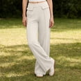 thumbnail image 5 of Favoffer Women's High Waist Wide Leg Pants Solid Color Elastic Waist Draped Straight Leg Loose Casual Trousers Daily Flowy Bottom for Street Gathering, 5 of 8