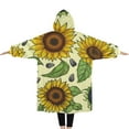 thumbnail image 2 of Oversized Wearable Blanket Hoodie,Yellow Sunflower Seed Pattern Sherpa Blanket Hoodie with Super Pockets,Super Warm Fuzzy Pullover for Women & Men, 2 of 6