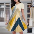 thumbnail image 2 of Abstract Geometric Color Block Art Women's Classic Swing Skater Dress Casual Work Party Cocktail Dresses, 2 of 6