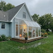 Palram - Canopia Sun Room 6 x 8 Polycarbonate Walk-In Greenhouse - White - with Roof Vent