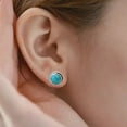 thumbnail image 4 of Retro Turquoise Stone Stud Earrings for Women Trendy 8mm Round Gemstone Silver Ear Studs Earrings Jewelry Birthday Gift, 4 of 7