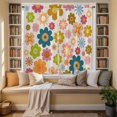 thumbnail image 2 of Vintage Boho Floral Kitchen Curtains 63 Inch Length, Yellow Pink Floral Bohemia Beige Tiers Curtains for Living Room Berdoom Bathroom, Light Filtering Drapes Window Treatment 2 Panels 42"Wx63"L, 2 of 8