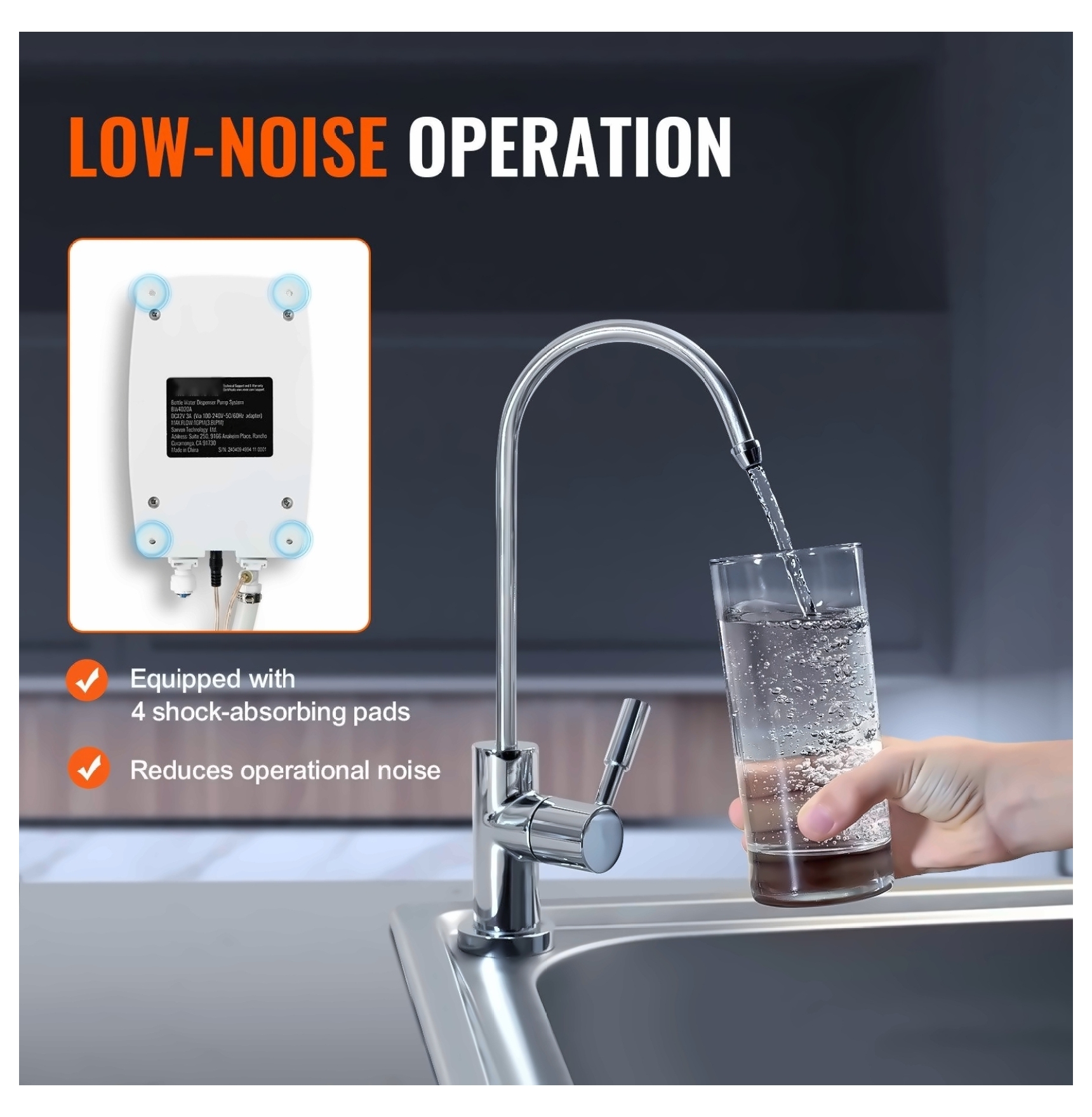 Bottled Water Dispenser Pump - 110V Electric Water Pump with 20ft Hose, for 5-Gallon Bottles, Coffee Machines, Ice Makers, Faucets, Tea Makers