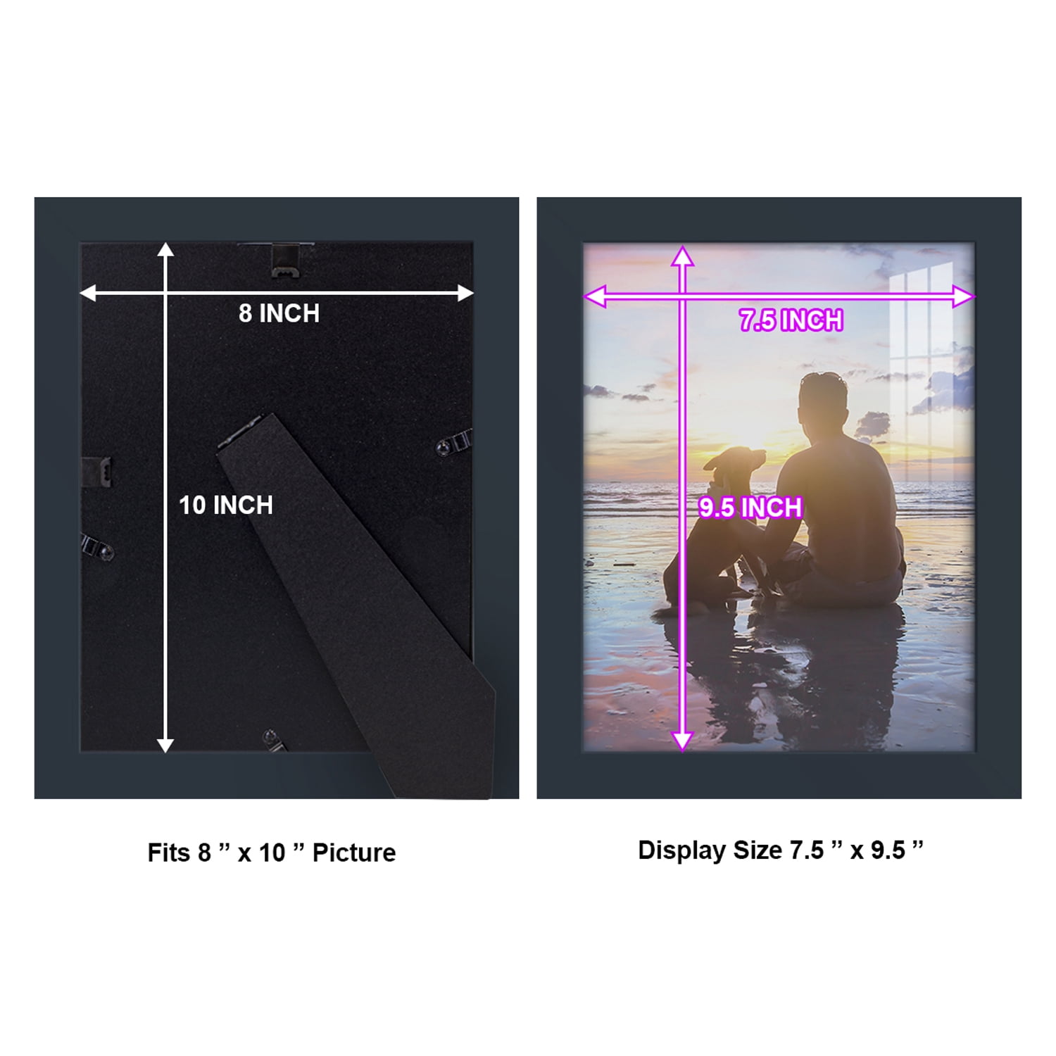 Modern 8 in. x 10 in. Dark Blue Picture Frame (Set of 2)