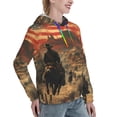 thumbnail image 6 of Fotbe 1860s Style American Cowboy Pattern Womens Long Sleeve Hoodie, Pullover Hooded Sweatshirt, Kangaroo Pocket Hoodie with Eye-catching Drawstrings-Small, 6 of 7