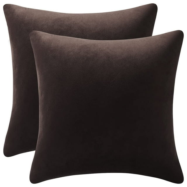 Fundas de almohada DEZENE de terciopelo marrón chocolate de 50 x 50 cm, paquete de 2