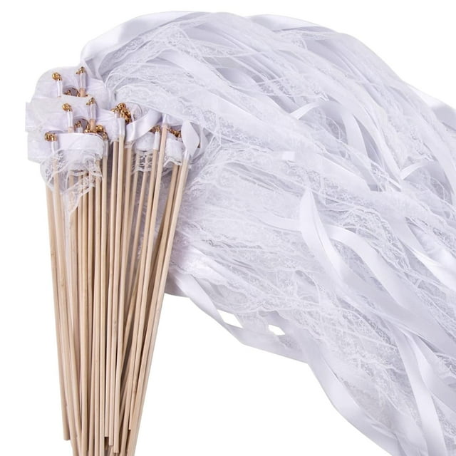 yuksok 20Pcs Ribbon s Wedding Streamers Comfortable Sturdy with Gold Bells for Best With Lace