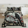 thumbnail image 3 of Manfei Halloween Crow Child Bedding Comforter Set, Vintage Cherry Blossoms Twin Comforter Sets, Mystic Galaxy Moon Reversible Bedding Set, Lightweight Room Decor, 2-Piece, 3 of 9