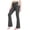 21# Dark Gray, variant on Girls Flare Leggings High Waisted V Crossover Casual Yoga Bell Bottoms with Pockets Pants for Kids,Black 14-15 Years