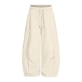 thumbnail image 4 of Sewkxo Barrel Sweatpants Girls 2026 Fashion Casual Baggy Y2K Drawstring Elastic Waisted Wide Leg Lounge Comfy Pants with Pockets,Beige 120, 4 of 5