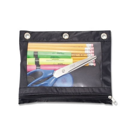 Advantus Binder Pencil Pouch, 10 x 7 3/8, Black/Clear